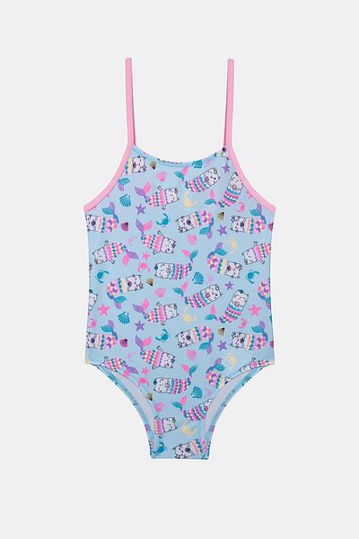 Penti Girl's Mermaid Cat Multicolor Swimsuit