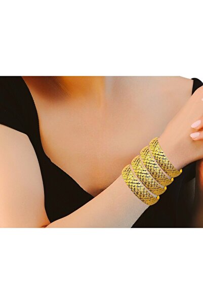 BEYZA DERELİ TAKI AKSESUAR 22 Ayar Fiziki Altın Kaplama 1.5 Cm Bilezik