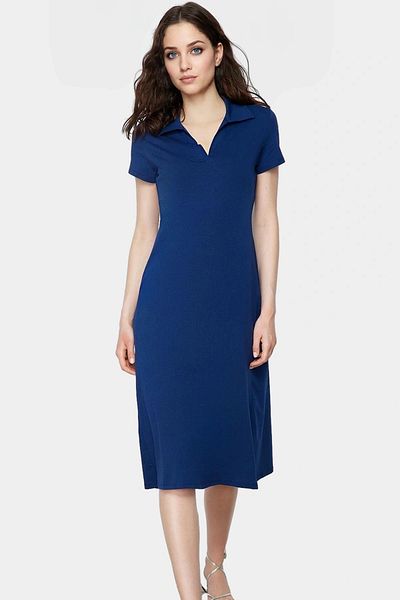 PayBuy Women's Polo Neck Knitted Midi Dress Cotton Comfortable Daily Use of Distinguished Material