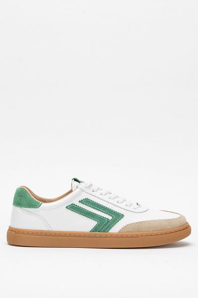 Dericlub Pantofi sport casual cu șireturi de damă din piele naturală Sandra alb/verde
