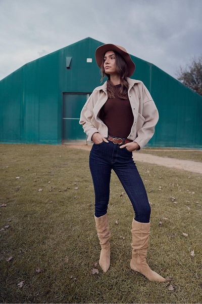 VENA Pantaloni skinny de damă Holly Premium albastru închis cu talie foarte înaltă
