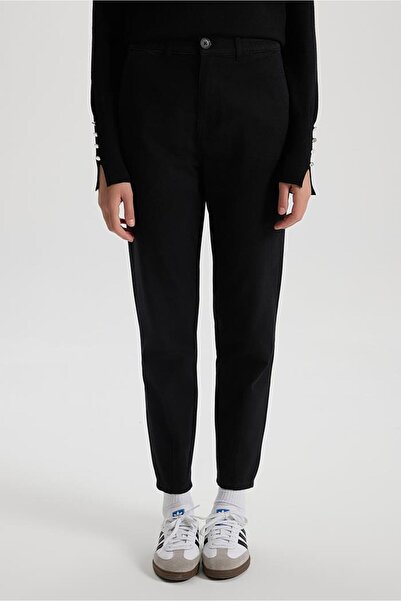 VENA Women's Norah Black Elastic Waist Gabardine Trousers - 11802g-028