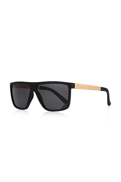 Kinary Men's Sunglasses Black Matte Frame Metal Gold Shank 2002