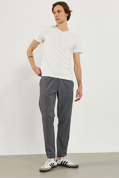 VENA Ανδρικό παντελόνι Alfred Smoked Waist Elastic ριγέ Seersucker