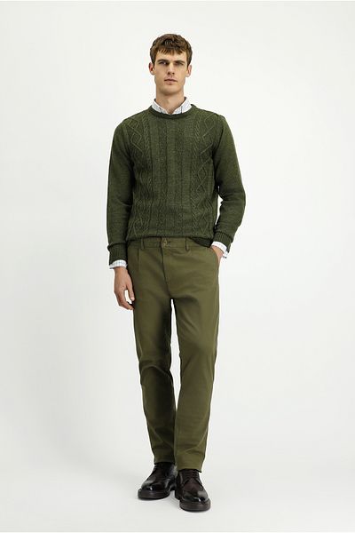Kiğılı Regular Fit Lycra Pleated Canvas / Chino Pants