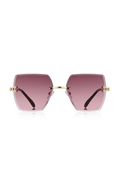 Kinary Women's Crystal Model Multi-Colored Metal Sunglasses Dusty Rose No:4