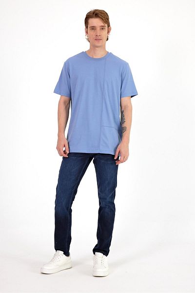VENA Ανδρικό παντελόνι Edward Blue Black Slim Straight Jean