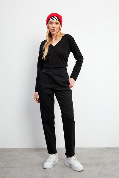 VENA Women's Marla Black Color High Waist Slouchy Pants