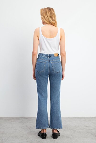 VENA Pantaloni de damă Nadia, albastru închis, cu talie înaltă, pantaloni de jeans