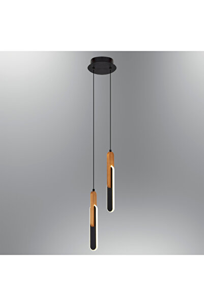 Özcan Aydınlatma 1426-2A Wooden 2'Li Sarkıt Siyah
