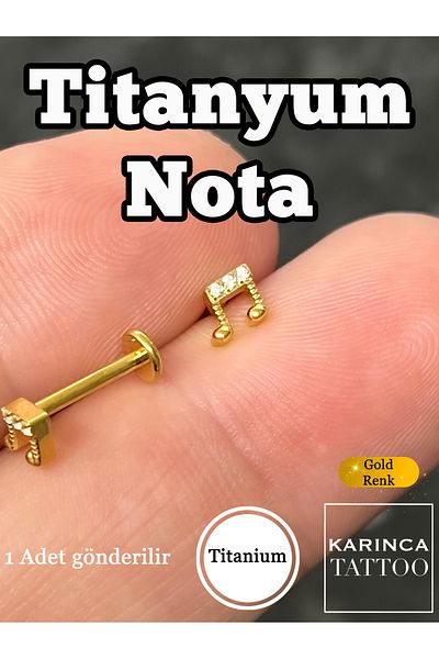 Karınca Piercing Premium Titanium Stone Music Musical Note Piercing - Forward Helix Flat Conch Nose Ear Tragus Earrings