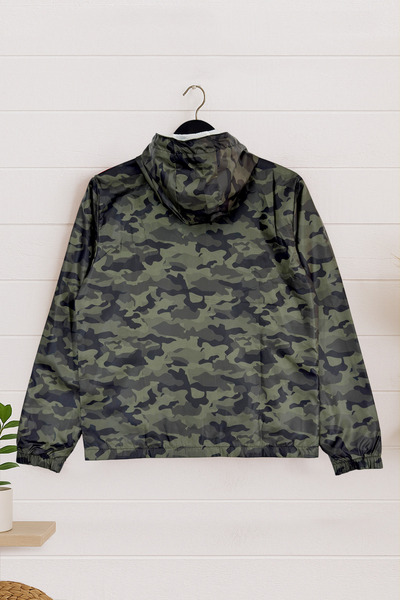 BESSA Αδιάβροχο παλτό παραλλαγής Εύφλεκτο εποχιακό ύφασμα με κουκούλα με φερμουάρ τσέπη Διχτυωτό εσωτερικό σχέδιο Ανδρικό