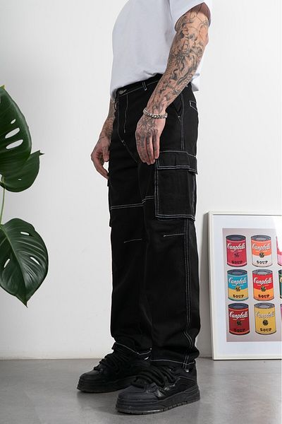 UKHWD SUPPLY Men's Urban Cargo Pants with Reverse Stitching and Pockets, Uk1295Syby