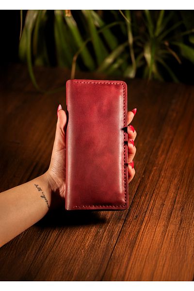 Derimoda Genuine Leather Handmade Long Wallet with Phone Compartment Men Women Vintage Wallet