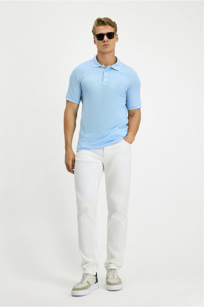 Kiğılı Tricou Slim Fit din bumbac, fără ondulații, cu gât polo