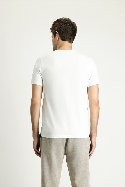 Kiğılı Μπλουζάκι μονό ζέρσεϊ από βαμβακερό V λαιμόκοψη Slim Fit