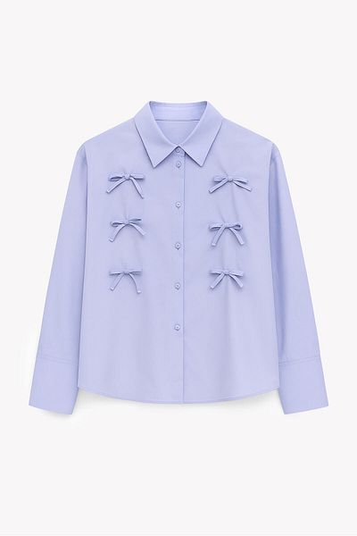 Touché Privé 100% Cotton Bow Oversized Shirt