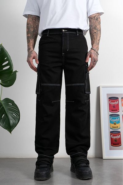 UKHWD SUPPLY Men's Urban Cargo Pants with Reverse Stitching and Pockets, Uk1295Syby