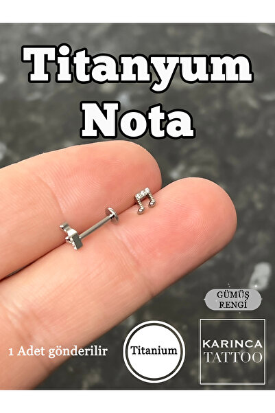 Karınca Piercing Müzik Nota Minimal Titanyum Taşlı Piercing Premium Forward Helix Flat Conch Burun Kulak Tragus Küpe