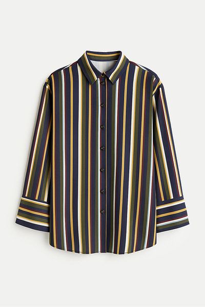 Touché Privé Line Pattern Satin Shirt