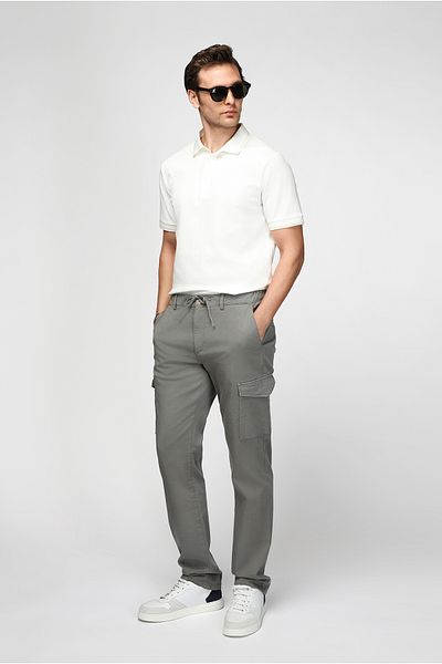 Kiğılı Regular Fit Lycra Elastic Waist Drawstring Lyocell Blend Cargo Pants