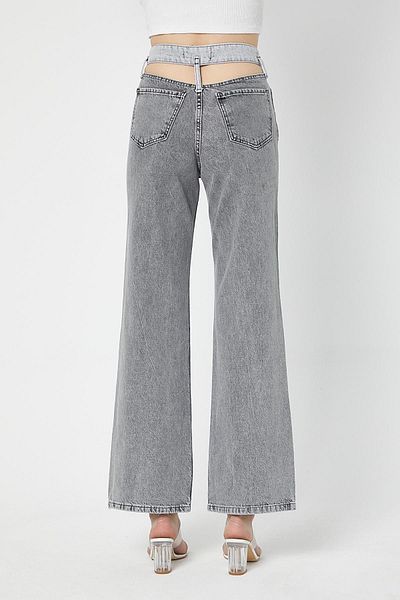 XRAY JEANS Γυναικείο φαρδύ γκρι τζιν Palazzo με χαμηλή μέση