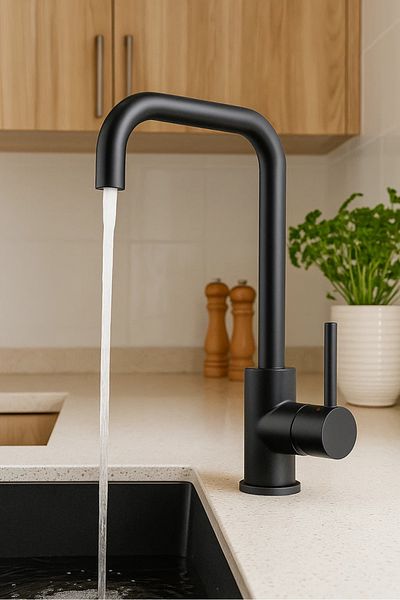 Sardıcı Black L Pipe Kitchen Faucet Tap