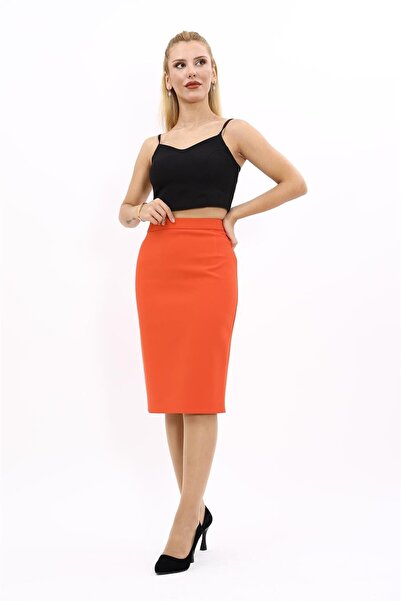 ÖNDER ÖZSOY Pencil Skirt-orange