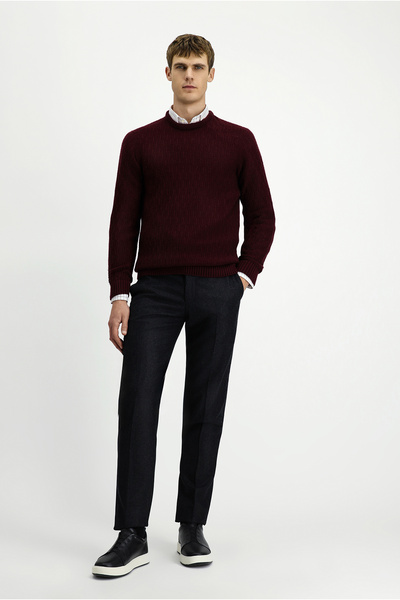 Kiğılı Bisiklet Yaka Regular Fit Desenli Triko Kazak