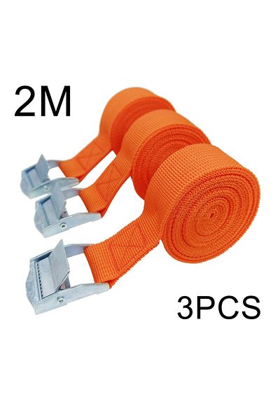 Choice Orange 3pcs 2m Buckle Tie-down Belt Cargo Straps For Car Motorcycle Bike With Metal Buckle Tow Rope