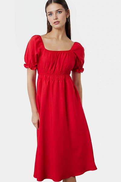 PayBuy Women's Summer Cotton Skater Dress Square Collar Short Sleeve Comfortable Casual and Stylish Quality Craftsmanship