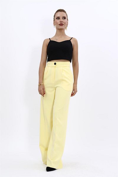 ÖNDER ÖZSOY High Waist Wide Leg Trousers-Yellow