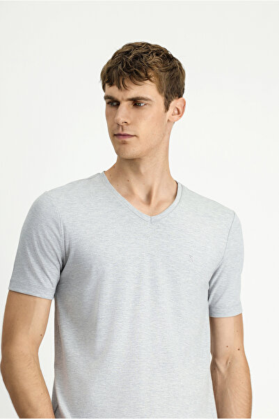 Kiğılı Βαμβακερό μπλουζάκι με λεπτή εφαρμογή με λαιμόκοψη V