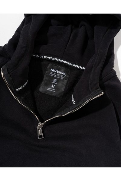 No Future Men's Oversize Hoodie with High Collar Zipper - Street Style Nf0337Sy