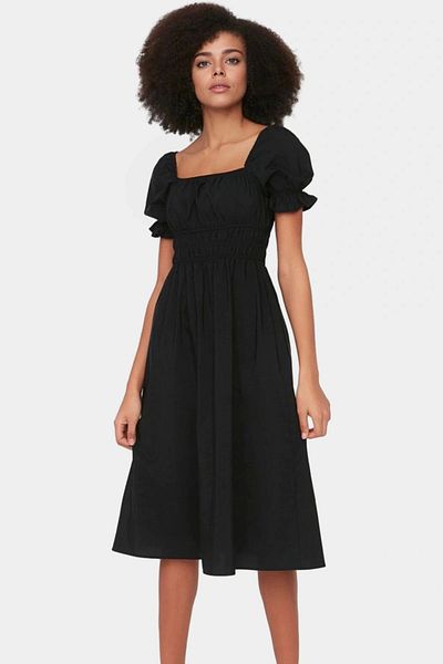 PayBuy Women's Summer Cotton Skater Dress Square Collar Short Sleeve Comfortable Casual and Stylish Quality Craftsmanship