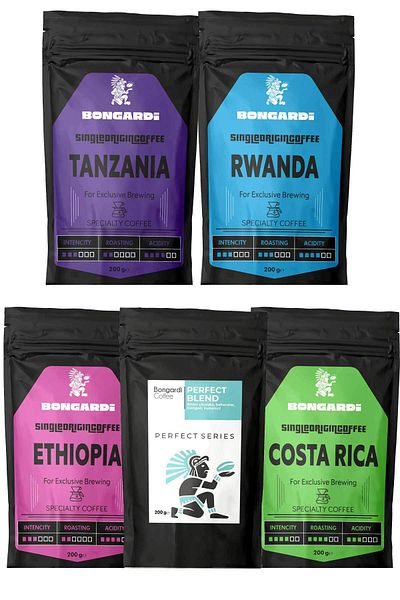Bongardi Coffee 5X200G Costa Rica Tanzania Rwanda Single Orjin Local Coffees (Berry or Milled Can Be Chosen)