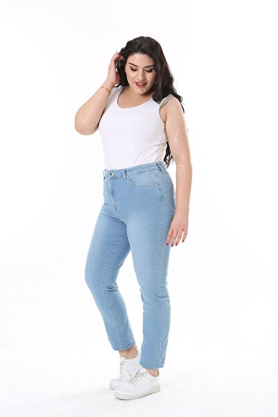 Şans Blugi lycra cu talie înaltă de mărime mare, 5 buzunare - 65N38287