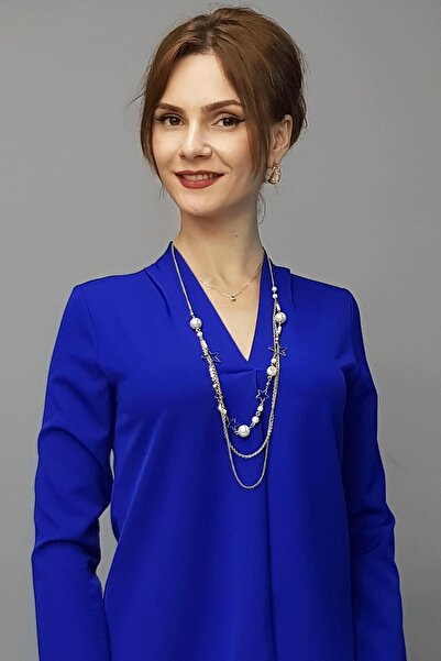 ÖNDER ÖZSOY V-Neck Shoulder Pleated Long Sleeve Blouse-Saks