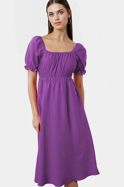 PayBuy Women's Summer Cotton Skater Dress Square Collar Short Sleeve Comfortable Casual and Stylish Quality Craftsmanship