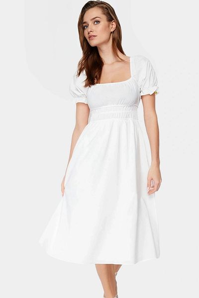 PayBuy Women's Summer Cotton Skater Dress Square Collar Short Sleeve Comfortable Casual and Stylish Quality Craftsmanship