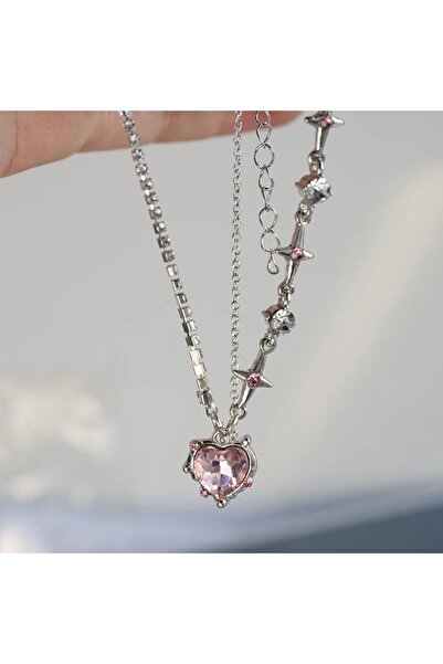 lilith accesuary Işıltısı Gözleri Alan Y2k Kalpli Kolye, Paslanmaz Çelik, Kadın Kolye, Hediye Kutulu