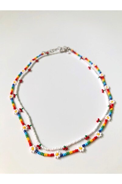 Handmade Minimal Kiraz Ikili Kolye Seti