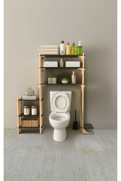 soketahşap Makine Wc Ahşap Raf (AYARLANABİLİR RAF SİSTEMİ) (VİDASIZ GEÇMELİ S...