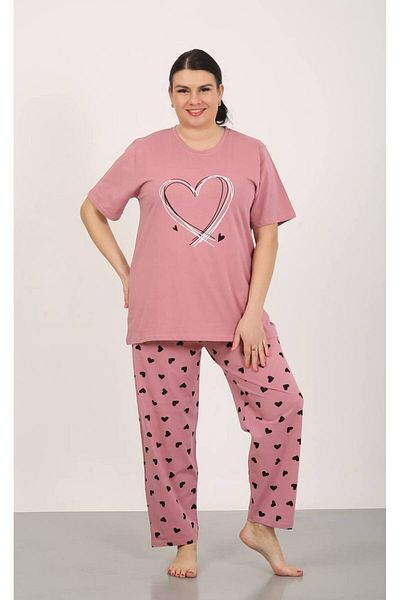 dealp Women's Oversized 100% Cotton Plus Size Short Sleeve Summer Pajama Set with Pockets