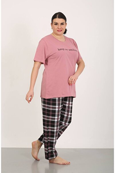 dealp Women's Oversized 100% Cotton Plus Size Short Sleeve Summer Pajama Set with Pockets