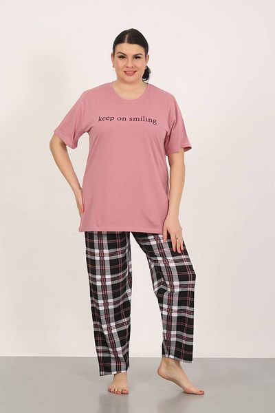 dealp Women's Oversized 100% Cotton Plus Size Short Sleeve Summer Pajama Set with Pockets