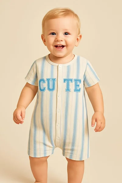 dinamik çocuk Baby Boy Jumpsuit Front Snap Fastener Embroidered Self-Patterned Fabric 0-3/3-6/6-9/9-12 Months