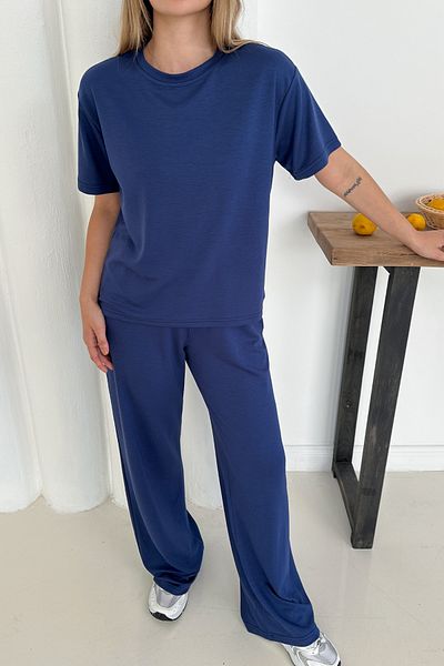 MODAMİNEM Women's Modal Fabric Short Sleeve Basic Tracksuit Set