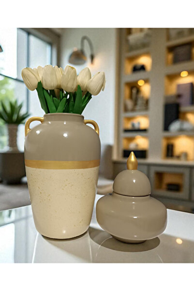 VERA HOME DECOR Seramik El Yapımı Desenli Vazo Şah Küp