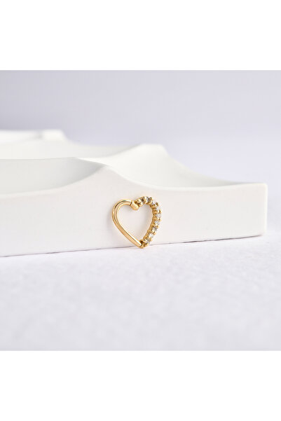Akar Jewellery 14 Ayar Altın Pırlanta Kalp Minimal Halka Piercing
